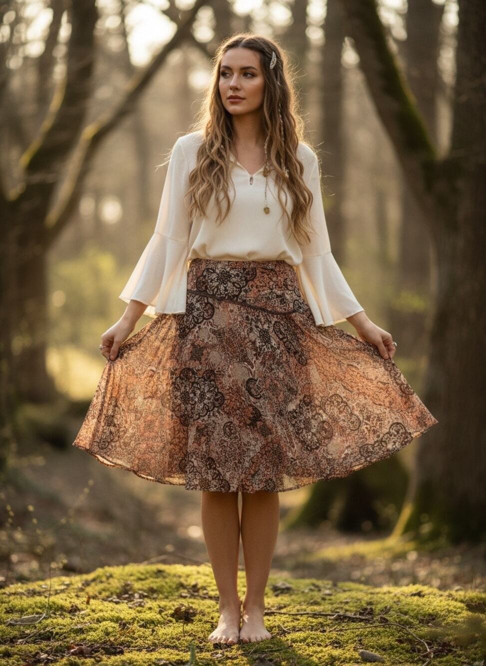 Emma James Petite Y2K Printed Midi Skirt